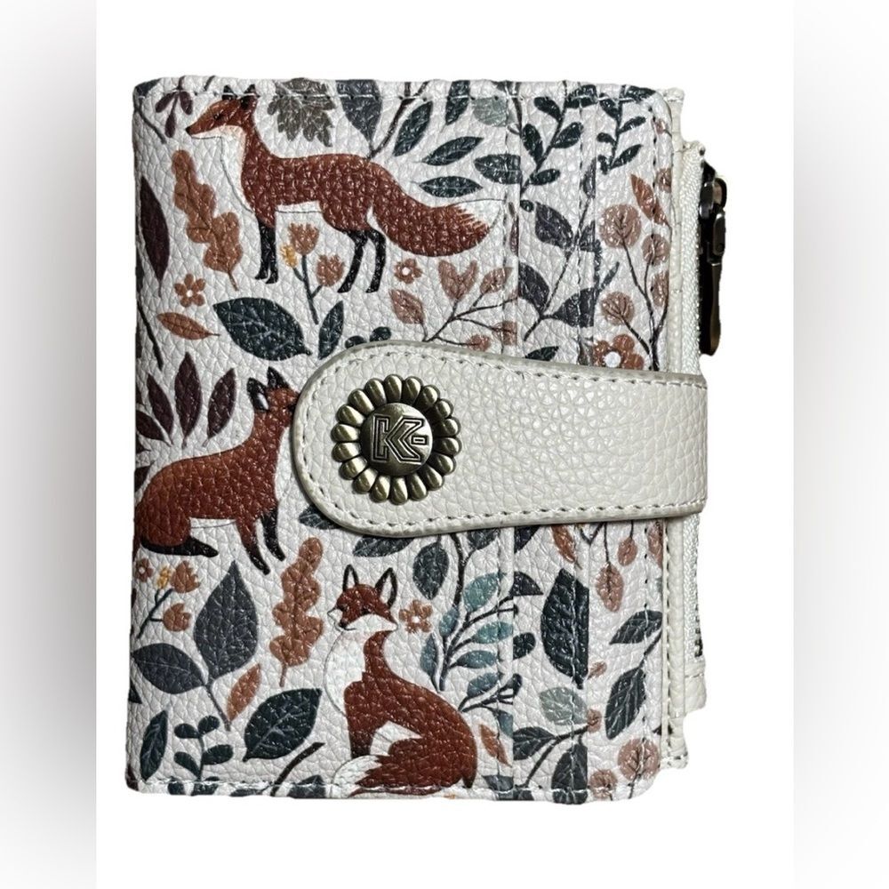 Kelvoris Cute Floral Fox Flowers Boho Small Rfid Women Wallet